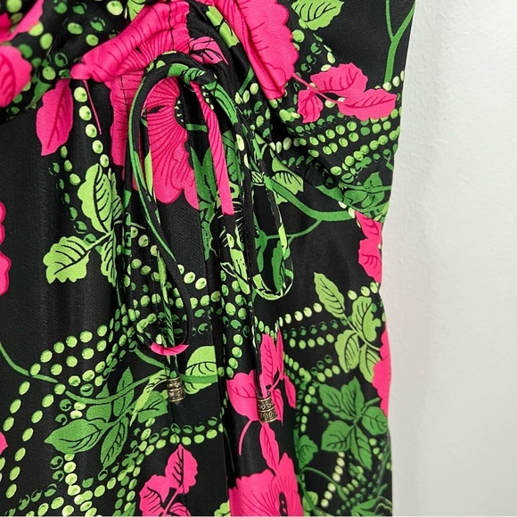 Maeve Anthropologie Satin Feel Sleeveless Ruched Floral Midi Dress Size 4 - Picture 6 of 15